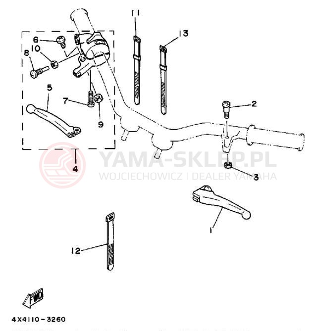 Schemat "Kierownica i osprzęt" do Yamaha Y-ZINGER PW50K