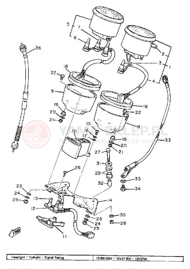Schemat "Przędkościomierz" do Yamaha XS850SH