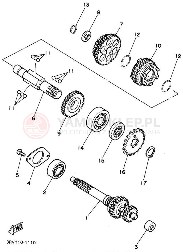 Schemat "Skrzynia biegów " do Yamaha Y-ZINGER PW80G