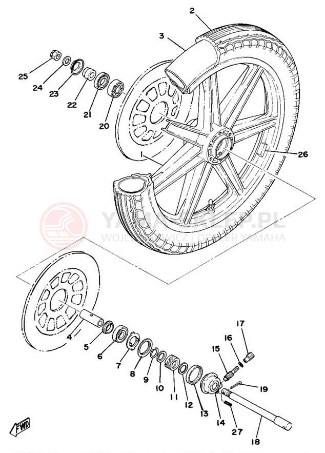 Schemat "Koło przód" do Yamaha XS750E