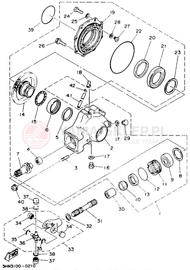 Schemat "Wał napędowy" do Yamaha KODIAK 4WD YFM400FWE_
