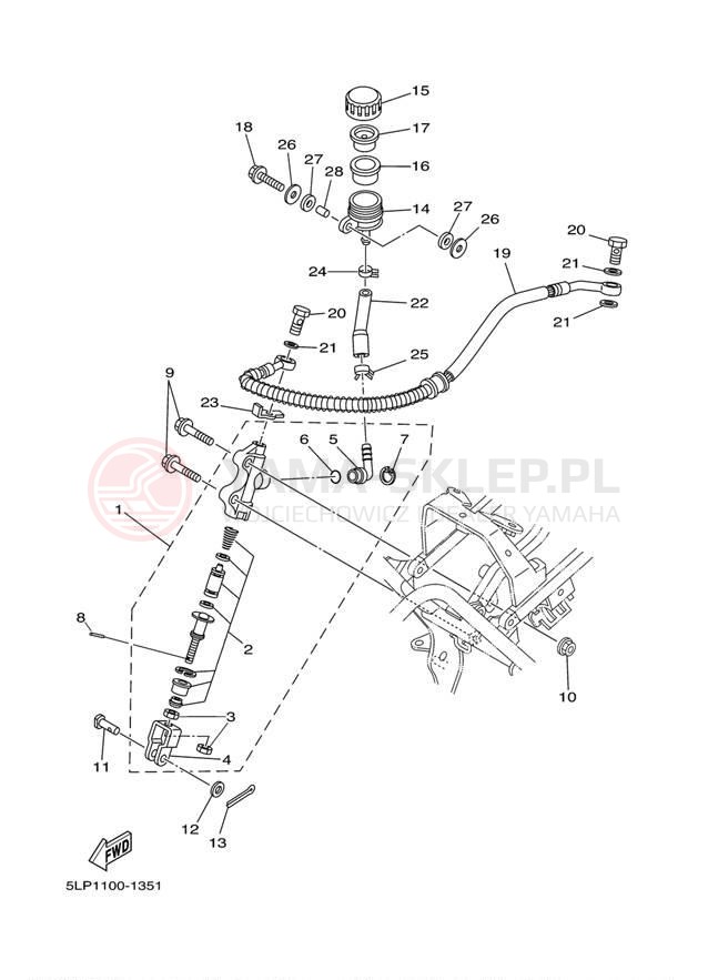 Schemat "Pompa hamulcowa tył" do Yamaha 660R RAPTOR YFM660RN/YFM660RNC