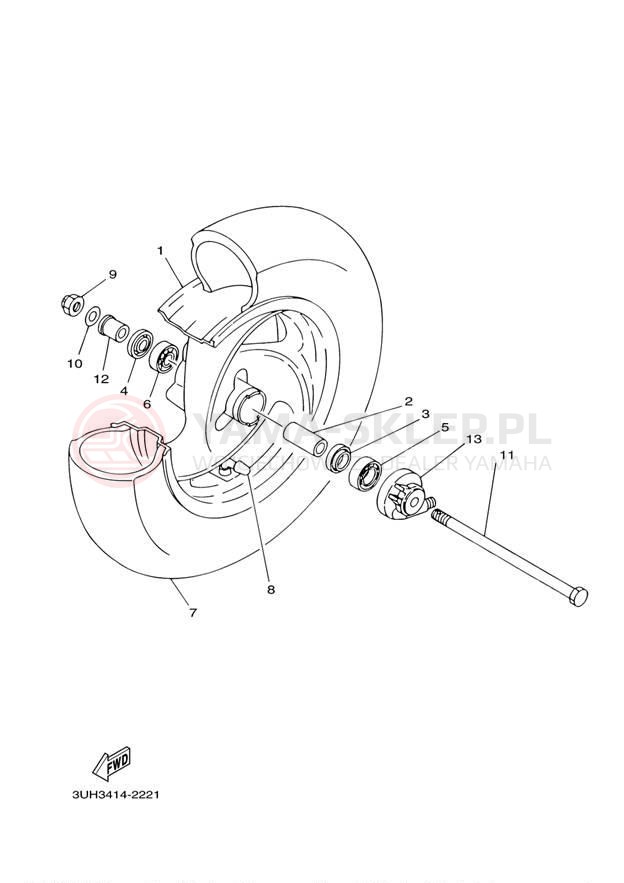Schemat "Koło przód" do Yamaha VINO 125 YJ125W