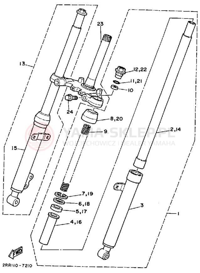 Schemat "Amortyzatory przód" do Yamaha YSR50U