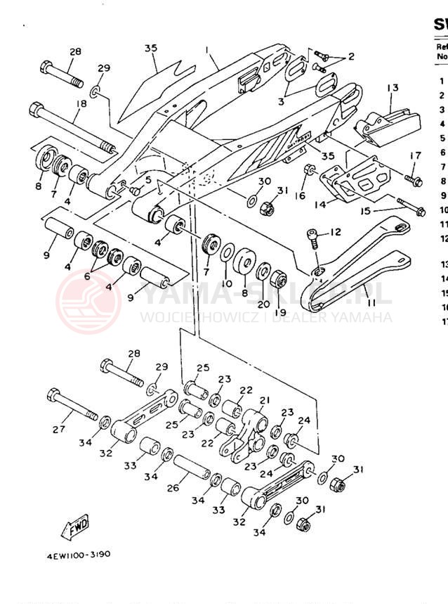 Schemat "wahacz" do Yamaha YZ250E