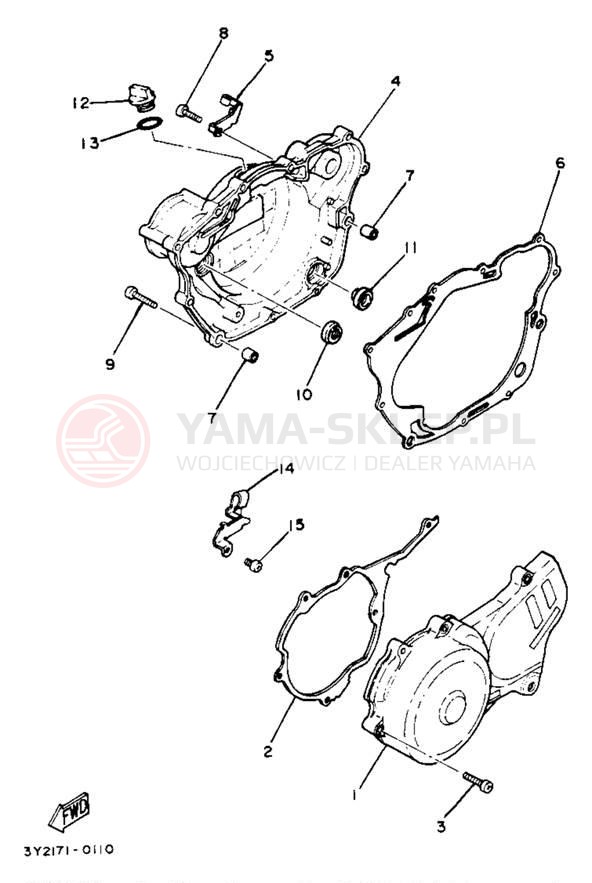 Schemat "Pokrywa silnika" do Yamaha XT250J