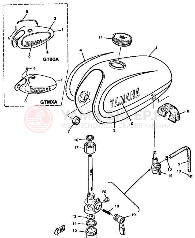 Schemat "zbiornik paliwa" do Yamaha GTMX/GT1