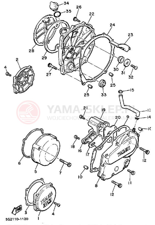Schemat "Pokrywa silnika" do Yamaha XJ750K