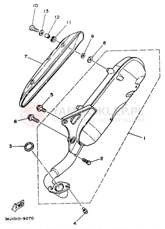 Schemat "Wydech końcowy" do Yamaha JOG CY50E