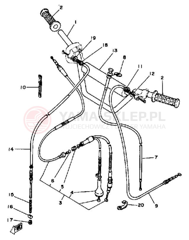 Schemat "Kierownica i osprzęt" do Yamaha YT175J