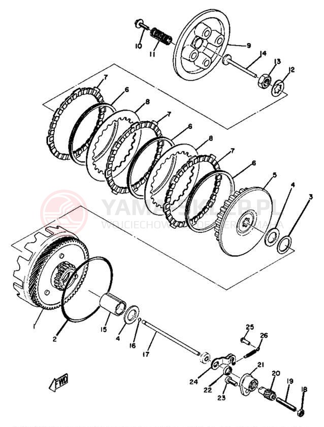 Schemat "sprzęgło" do Yamaha GT80A/GTMXA