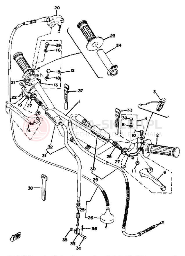Schemat "Kierownica i osprzęt" do Yamaha YZ100E