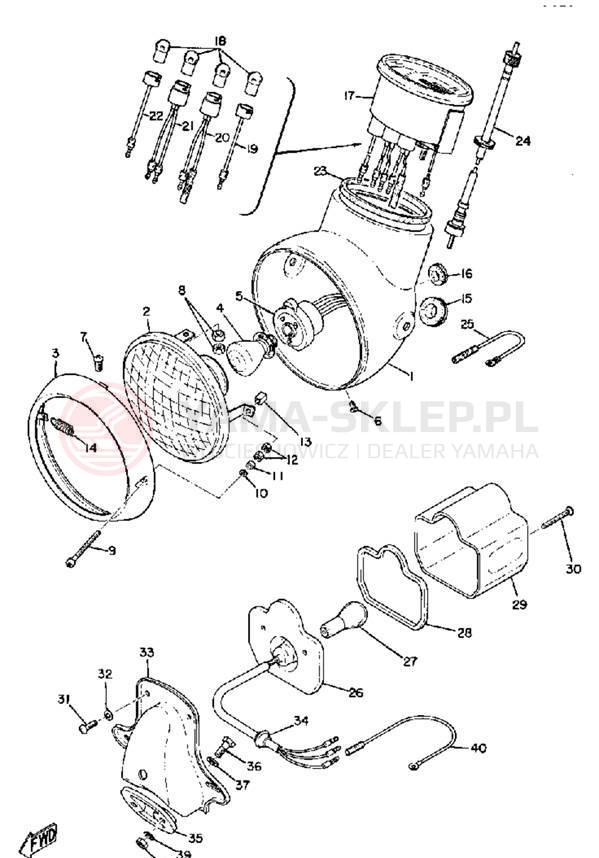 Schemat "Lampa przód i licznik" do Yamaha YAS1C