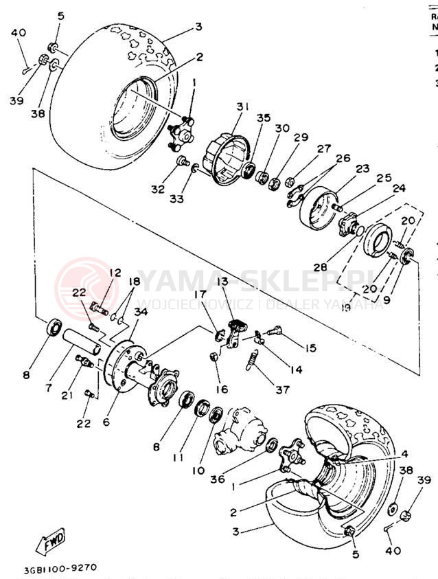Schemat "Koło tył" do Yamaha CHAMP YFM100W