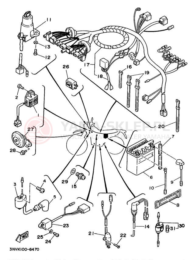 Schemat "układ elektryczny" do Yamaha XT350J/XT350JC