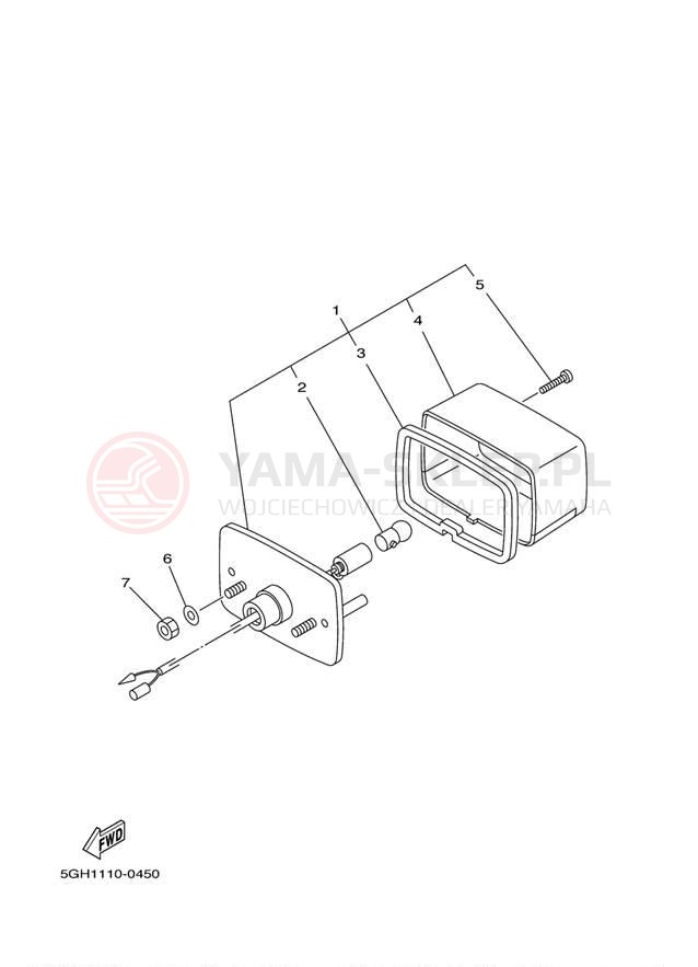 Schemat "lampa tył" do Yamaha KODIAK 2WD YFM400AN