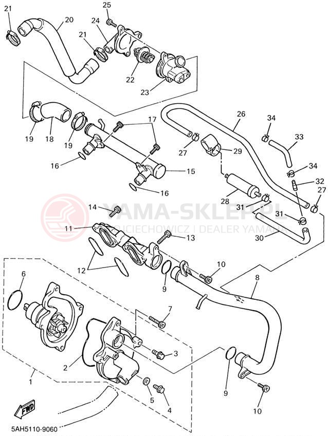 Schemat "Pompa wody" do Yamaha YZF600R YZF600RPC/YZF600RP