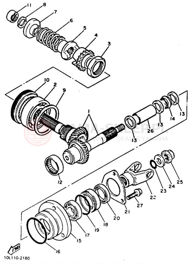 Schemat "Przeniesienie napędu" do Yamaha VIRAGO 1100 XV1100D/XV1100DC