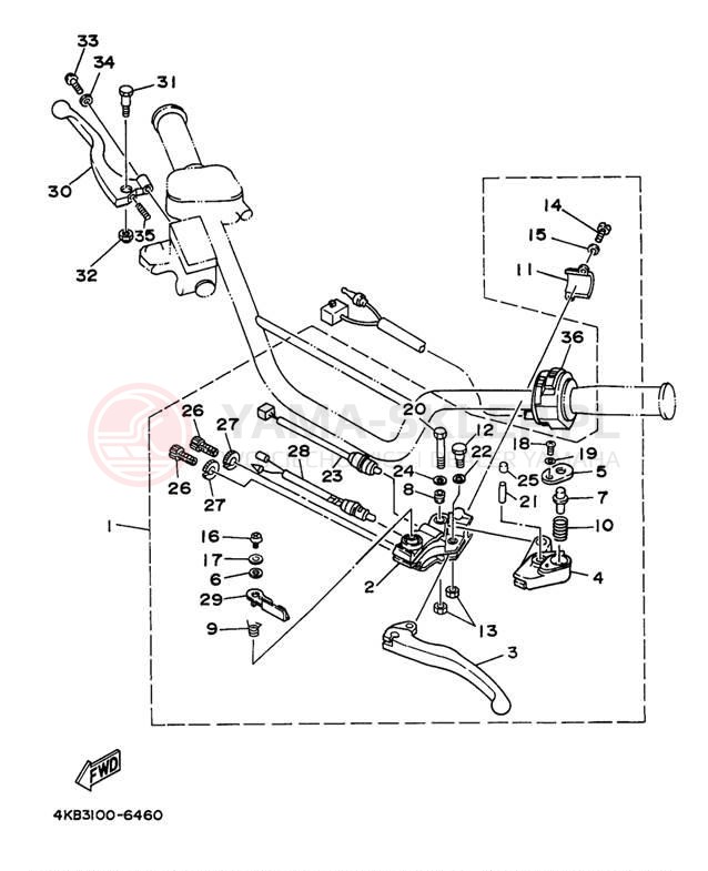 Schemat "Kierownica i osprzęt" do Yamaha WOLVERIINE YFM35FXJ_M