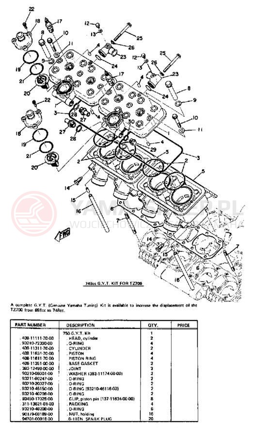 Schemat "głowica" do Yamaha TZ750A