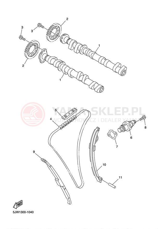 Schemat "Rozrząd - łańcuszek" do Yamaha FJR 1300A FJR13AYB/FJR13AYCB