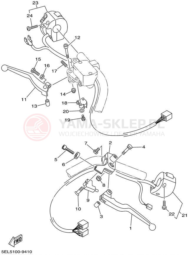 Schemat "Kierownica i osprzęt" do Yamaha V-STAR 1100 XVS1100L/XVS1100LC
