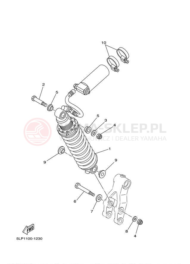 Schemat "zawieszenie tył" do Yamaha 660R RAPTOR YFM660RN/YFM660RNC