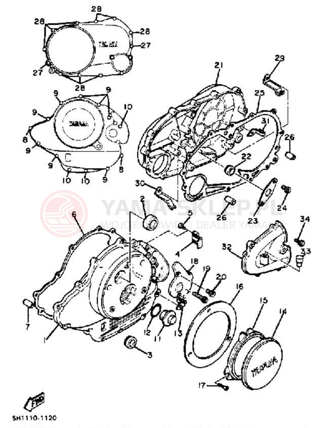 Schemat "Pokrywa silnika" do Yamaha XV920RJ