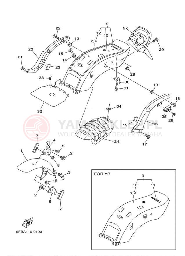 Schemat "błotnik" do Yamaha V-STAR CUSTOM XVS650MC/XVS650M