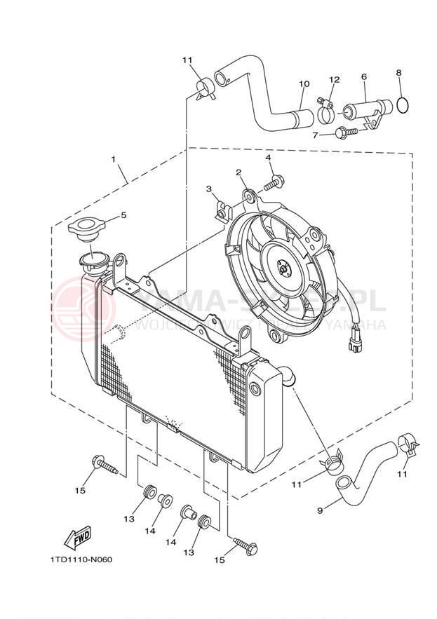 Schemat "Układ chlodzenia" do Yamaha YFZ450R YFZ450REO/YFZ450REL