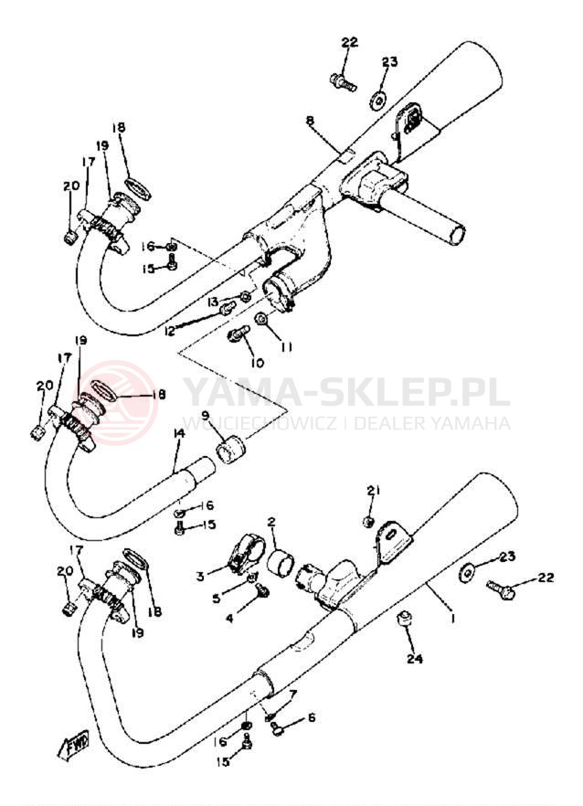 Schemat "Wydech końcowy" do Yamaha XS850LH