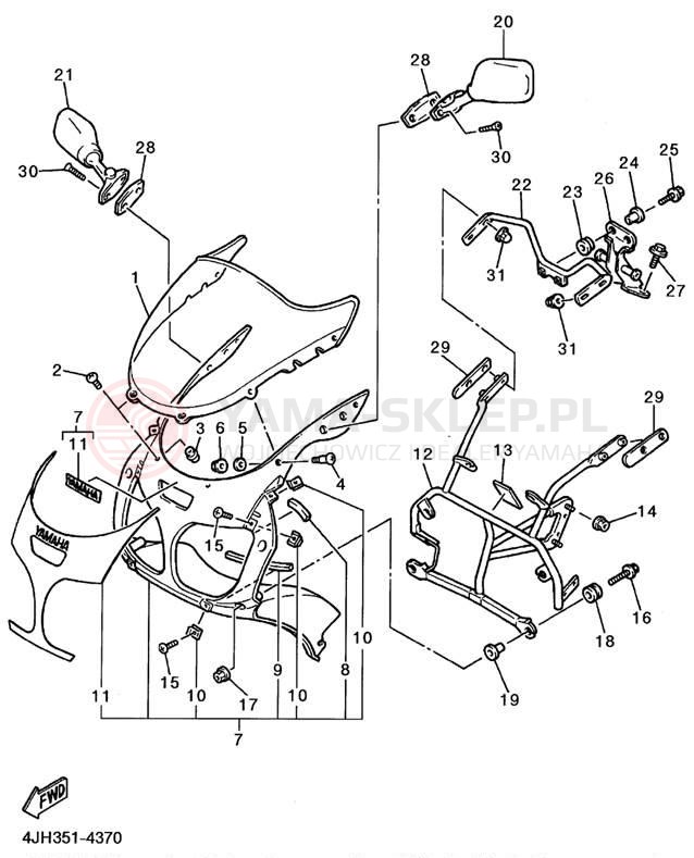 Schemat "elementy nadwozia" do Yamaha YZF600RHC/YZF600RH