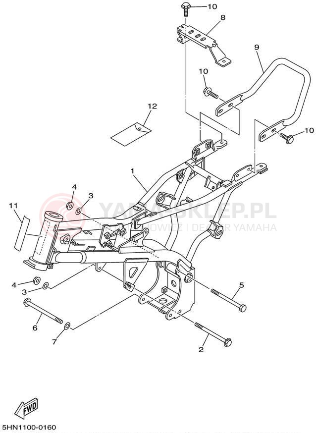 Schemat "rama" do Yamaha TTR90 TTR90P