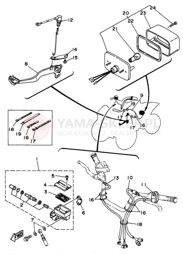 Schemat "Oświetlenie tył" do Yamaha WOLVERIINE YFM35FXJ_M