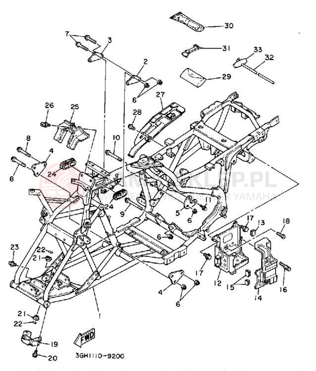 Schemat "rama" do Yamaha MOTO-4 YFM250W