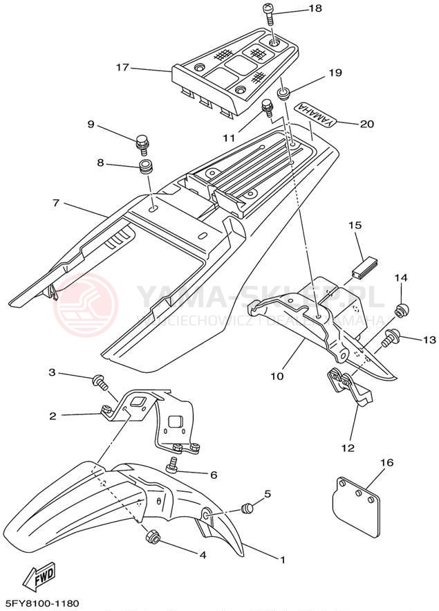 Schemat "błotnik" do Yamaha TW200 TW200PC/TW200P
