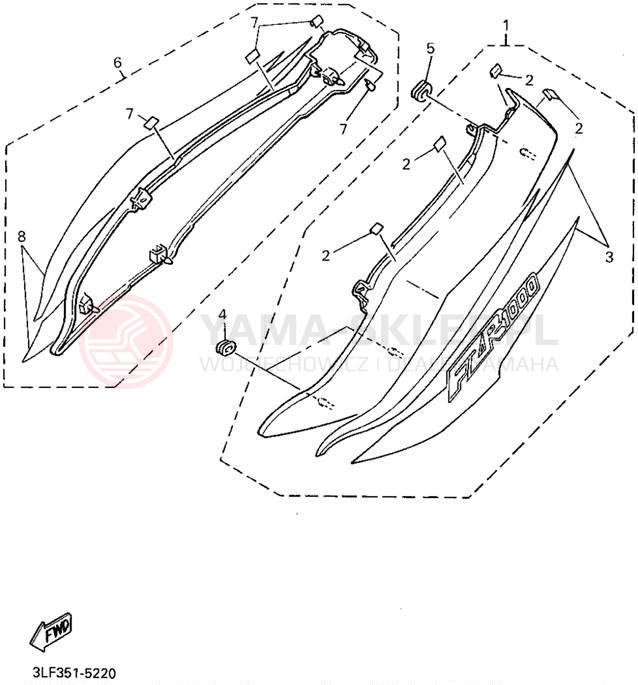 Schemat "Pokrywa boczna" do Yamaha FZR1000G/FZR1000GC