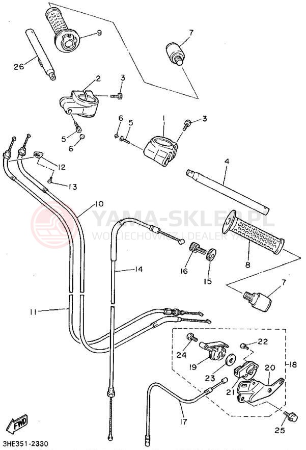 Schemat "Kierownica i osprzęt" do Yamaha FZR600RFC
