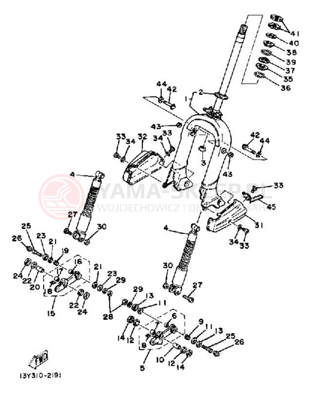 Schemat "Amortyzatory przód" do Yamaha CV50L