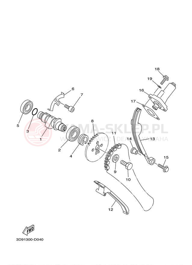 Schemat "Rozrząd - łańcuszek" do Yamaha RAPTOR 125 YFM125RDW/YFM125RDL