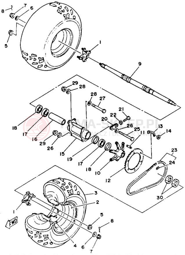 Schemat "Koło tył" do Yamaha BLASTER YFS200D_MN