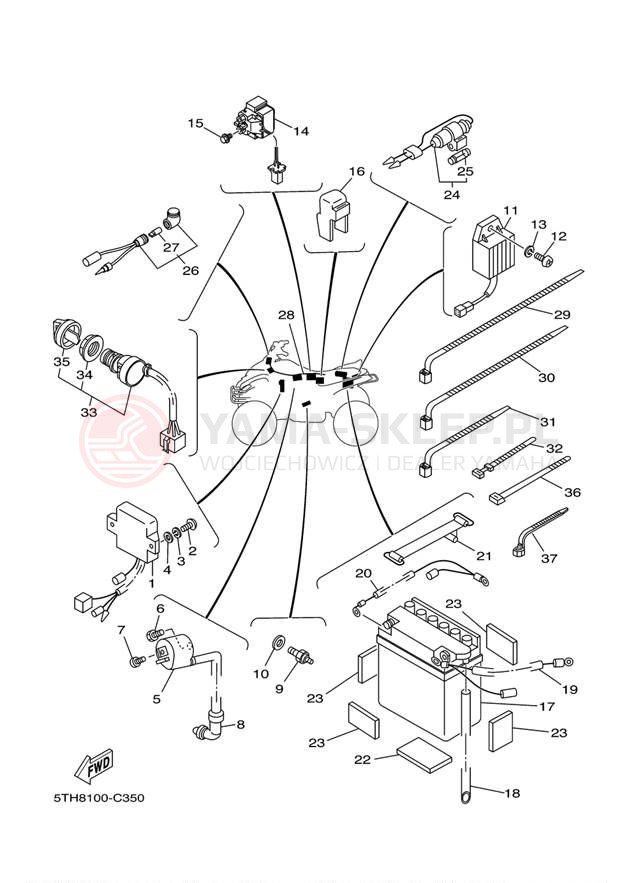 Schemat "układ elektryczny" do Yamaha RAPTOR 80 YFM80RV