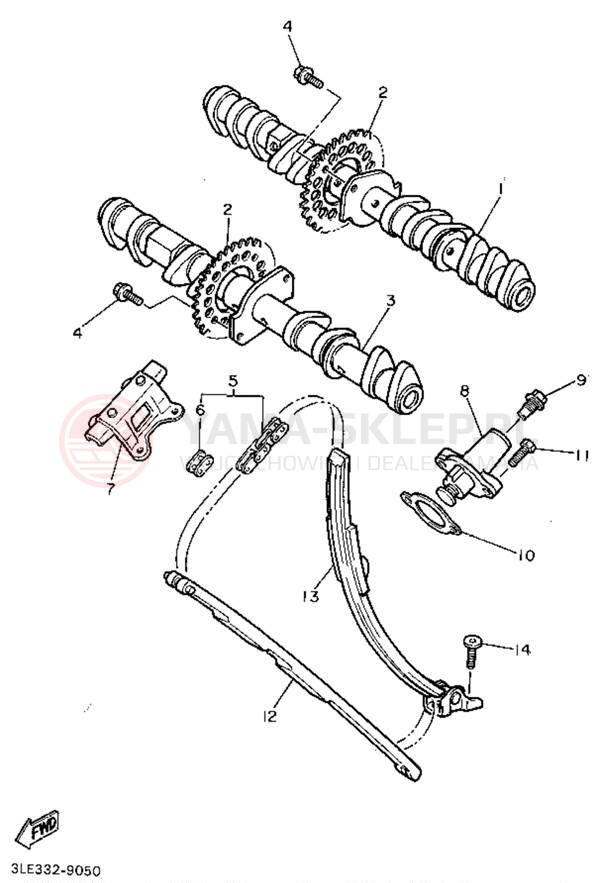 Schemat "Rozrząd - łańcuszek" do Yamaha FZR1000FC/FZR1000F
