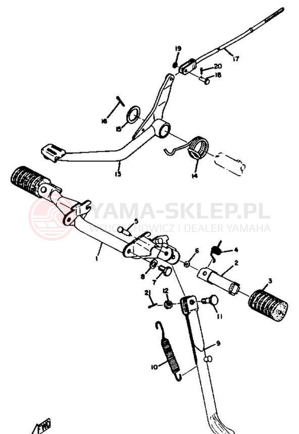 Schemat "Stopka postoj., dźw. Hamulca tył" do Yamaha HT1B/HT1BM