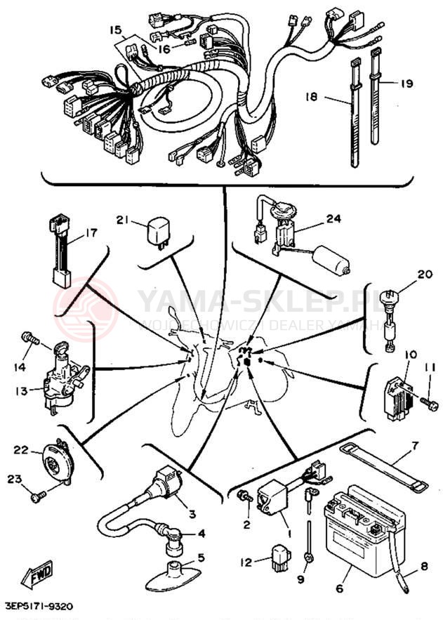Schemat "układ elektryczny" do Yamaha SH50MA/SH50A