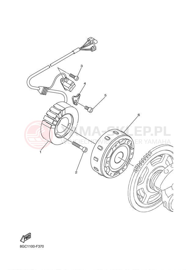 Schemat "prądnica" do Yamaha PHAZER RTX PZ50RTBW