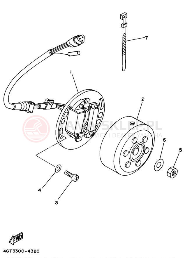 Schemat "prądnica" do Yamaha YZ80 YZ80K1