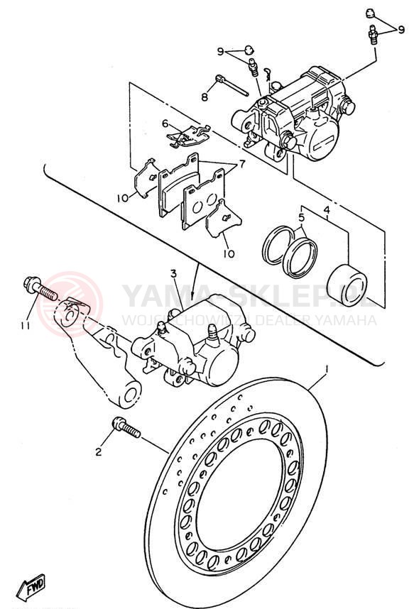 Schemat "Zacisk hamulcowy tylny" do Yamaha SECA II XJ600SH/XJ600SHC