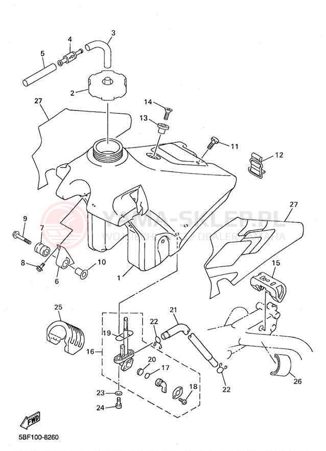 Schemat "zbiornik paliwa" do Yamaha WR400F WR400FK