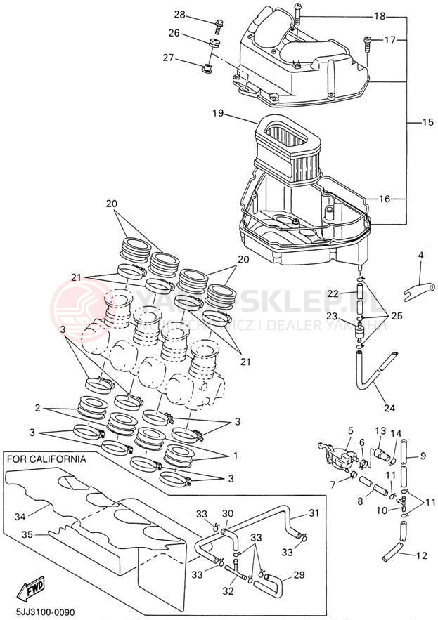 Schemat "Wtrysk paliwa" do Yamaha YZFR1 YZFR1N/YZFR1NC